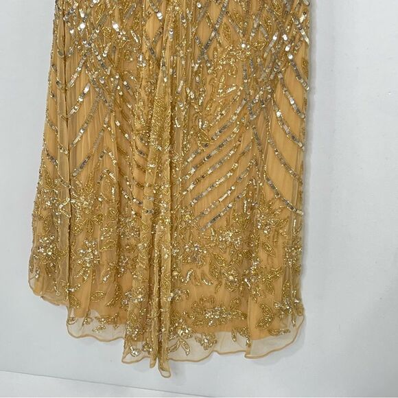Mac Duggal 4715 Size 10 Embellished Fringe Cap Sleeve Trumpet Gown, Light Gold - Picture 12 of 16